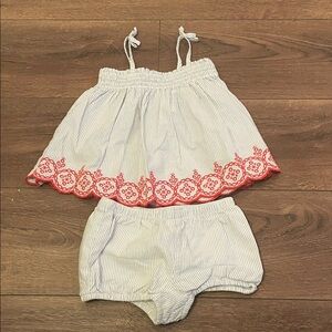 Kids Striped Matching Set with Red Embroidery